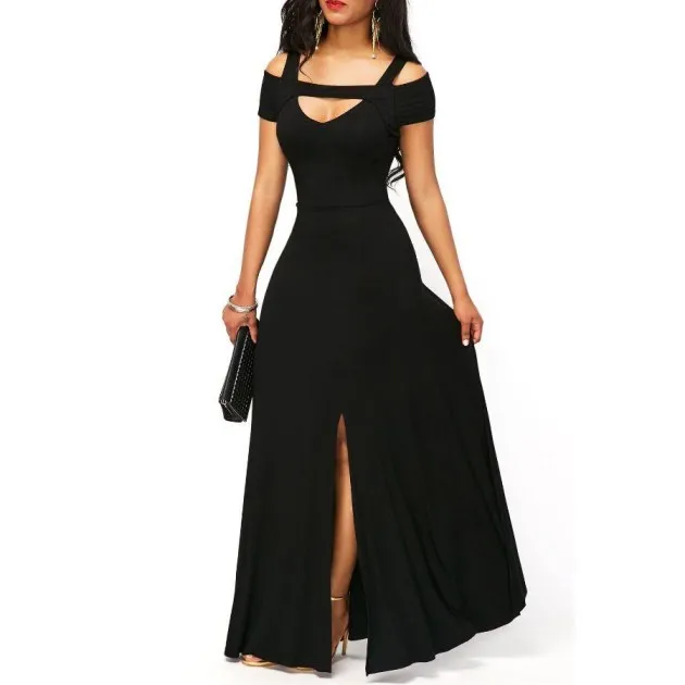 V-Neck Sexy Off-The-Shoulder Split Party Dress