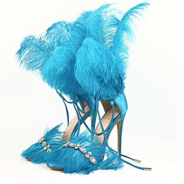 Catwalk Shoes Rhinestone Feather Nightclub High Heels