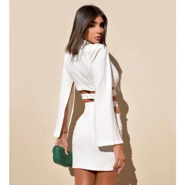 Long Sleeve V-neck Small Suit Short Skirt Suit