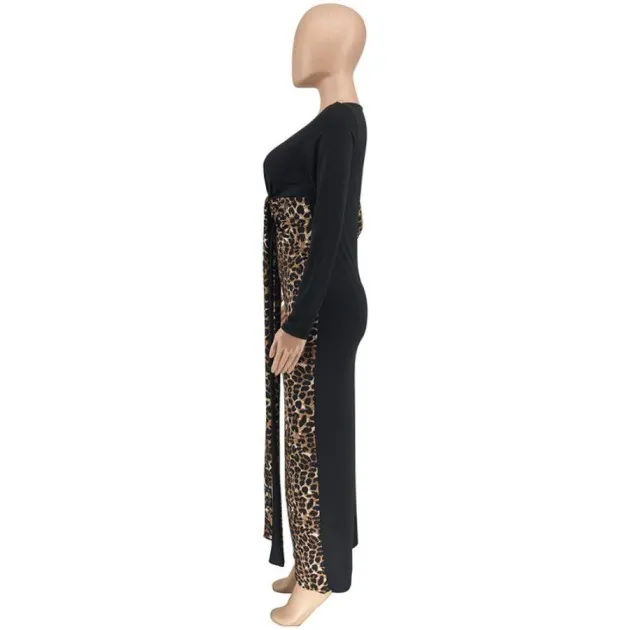Leopard print belted dress