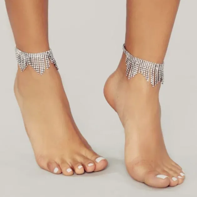 Tassel full diamond foot chain