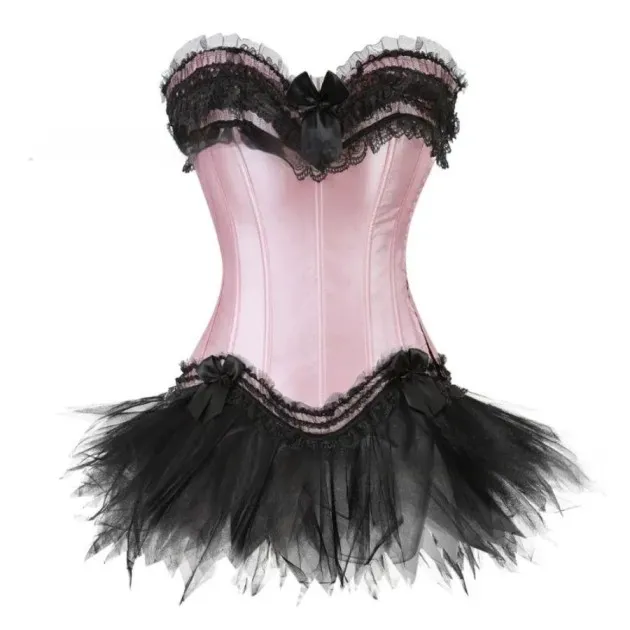 Burlesque Lace Up Corset Bustier TUTU Skirt Lolita FANCY