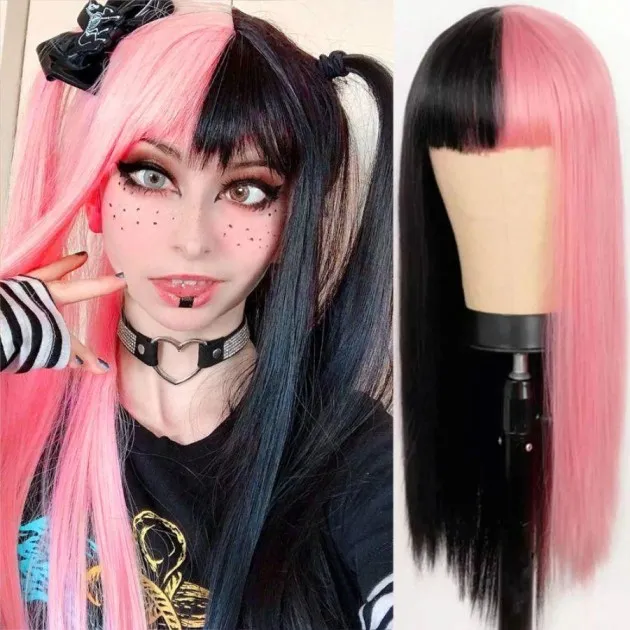 Long Straight Hair Yin Yang Cosplay Wig