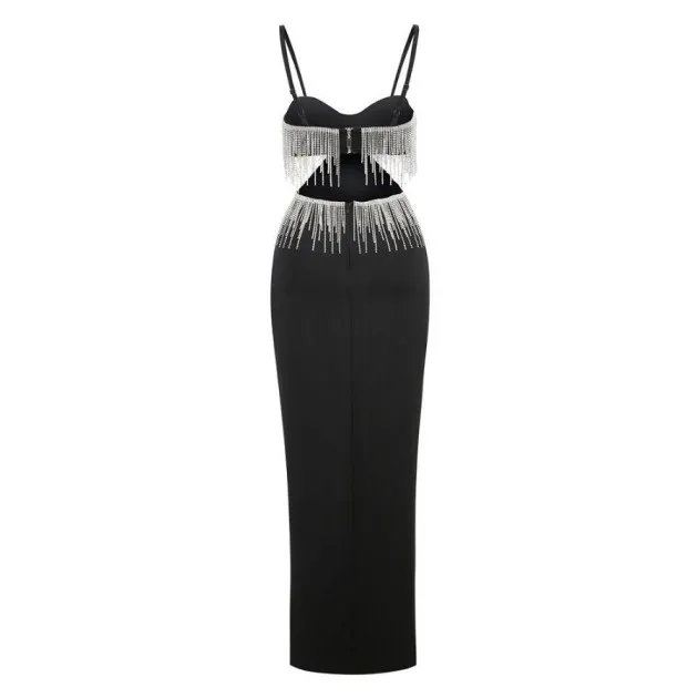 Metal Tassel High Waist Slit Dress