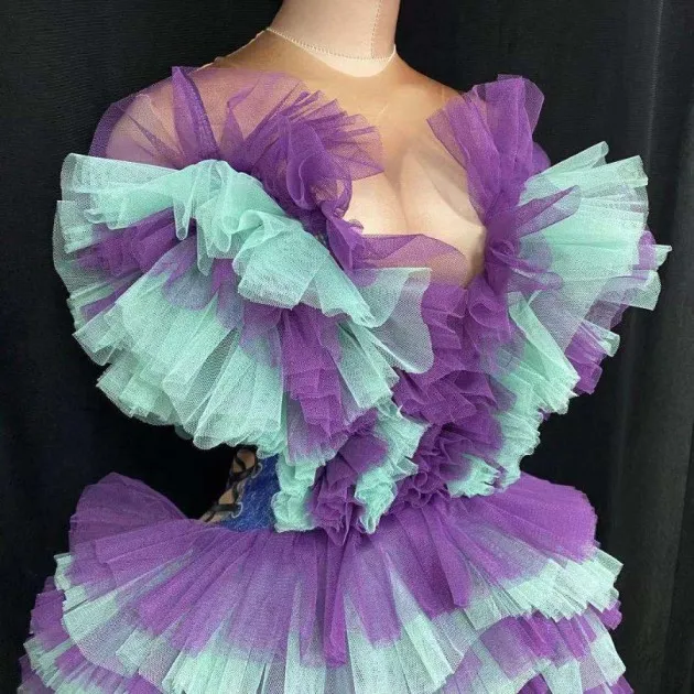 Vestido de falda de baile latino fino elástico de malla con borlas de diamantes de imitación ropa para el escenario