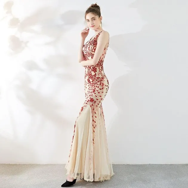 Banquet Temperament Elegant Evening Dress Fishtail Sequins