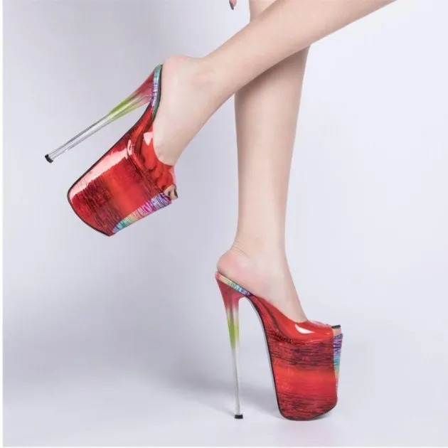 Super High Stiletto Transparent Glass Plastic Sandals