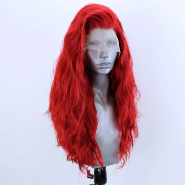 Red Curly Front Lace Synthetic Wig