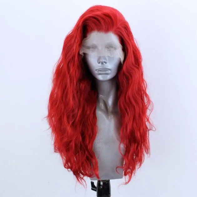 Red Curly Front Lace Synthetic Wig
