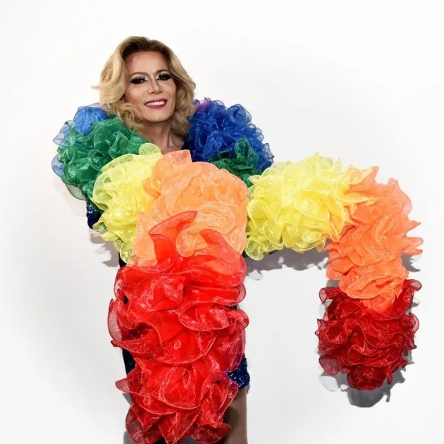 Rainbow Organza Ruffle Boa Drag Queen Orgullo