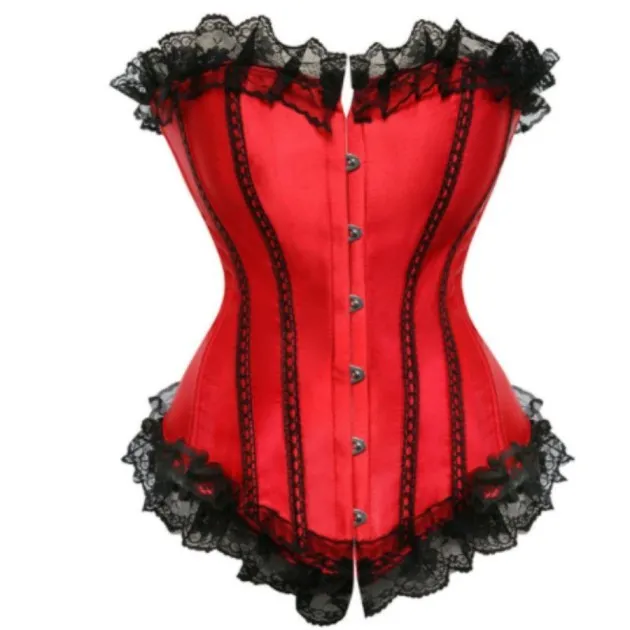 Sexy Satin and Lace-Up Boned Corset