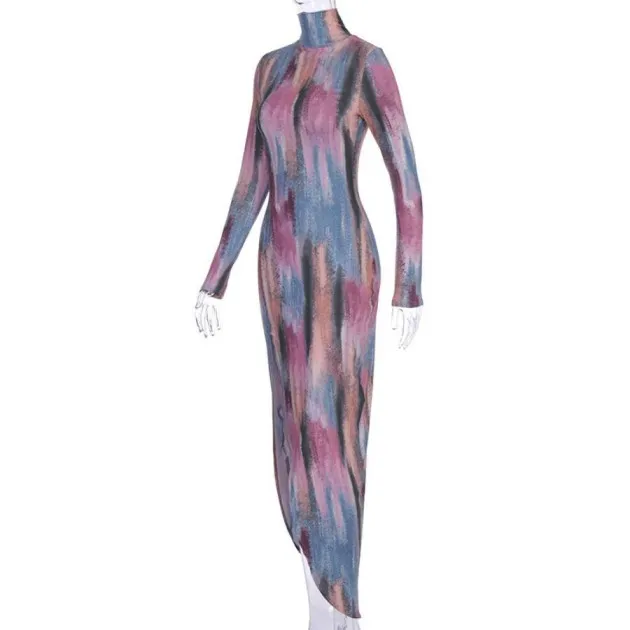 Long sleeve split midi dress