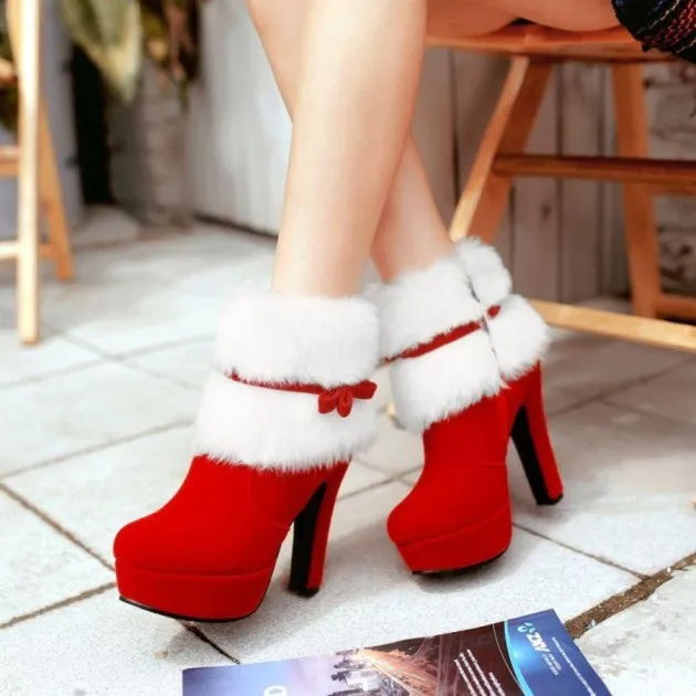 Christmas boots with bow side zipper Sofia