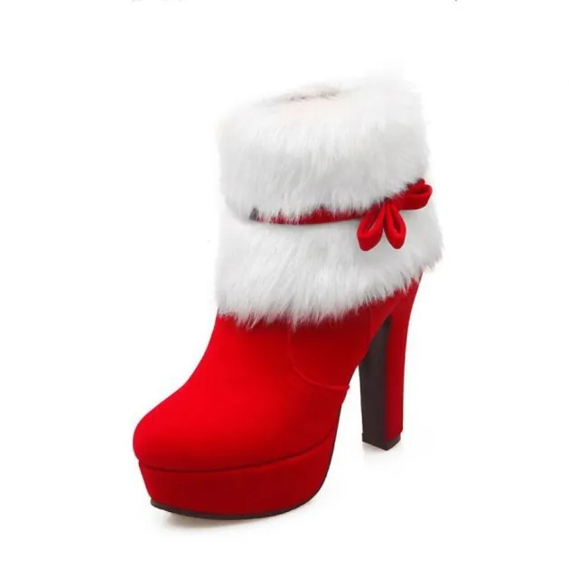 Botas navideñas con lazo cremallera lateral Sofia