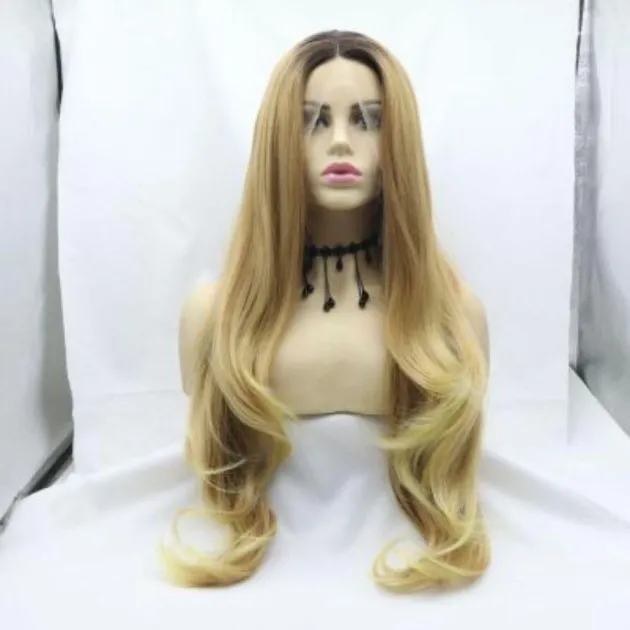 Front Lace Half Hand Hook Gradient Color Long Curly Wig