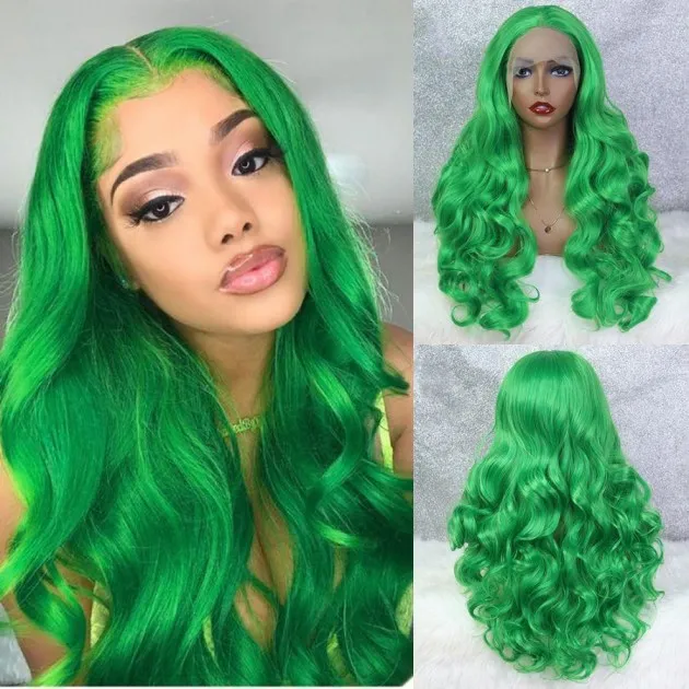 Green Big Wave Front Lace Wig