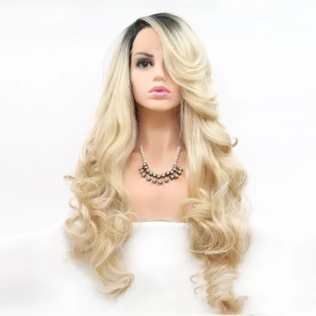 Front Lace Blonde Wig Oblique Bangs