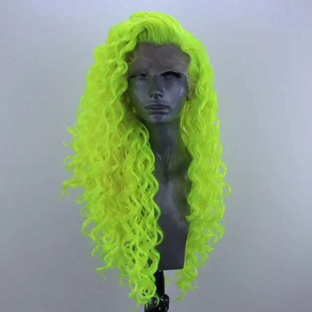 Fluorescent Neon Green Wig Curly Long