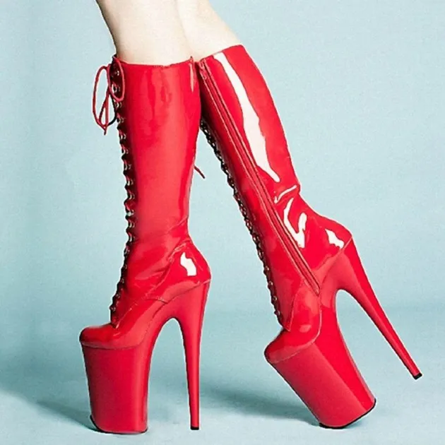 Botas Tacón Stiletto Avery Cordones Delanteros 20cm