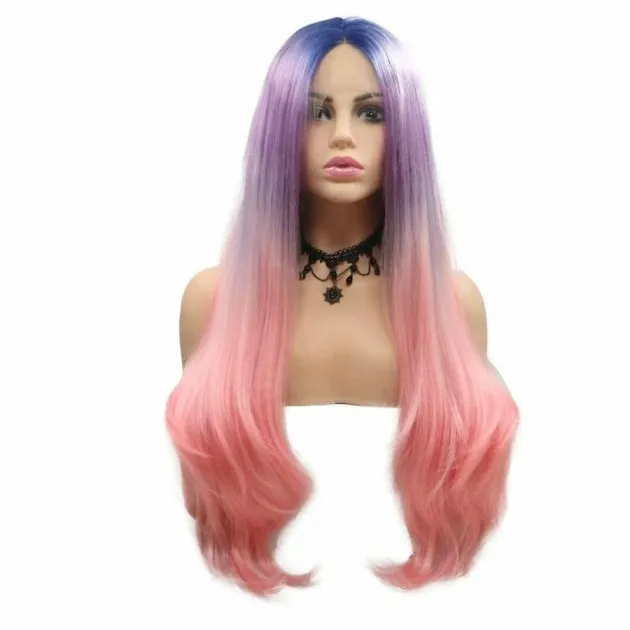 Ombre wig blue purple pink