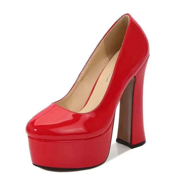 14cm Round Head Thick Heel Houndstooth High Heels