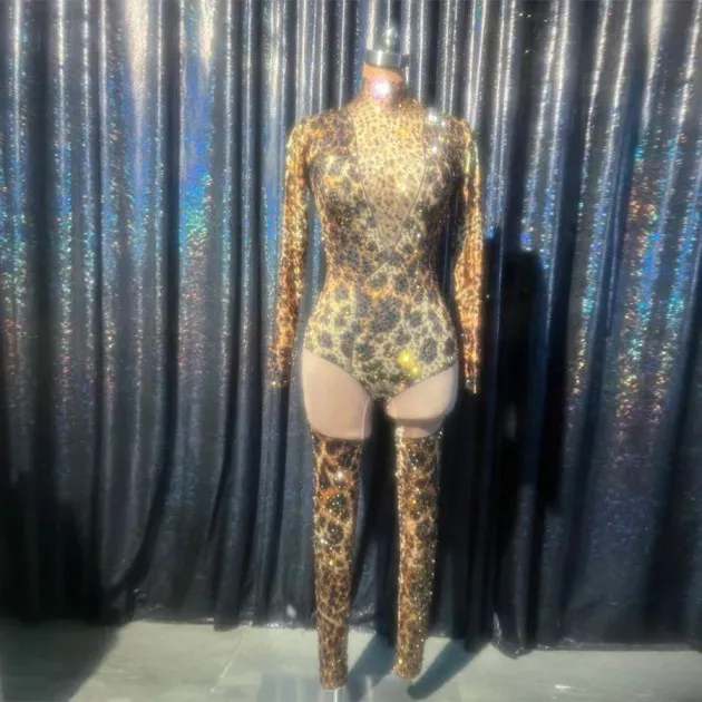 Rhinestone Tights Performance Costumes