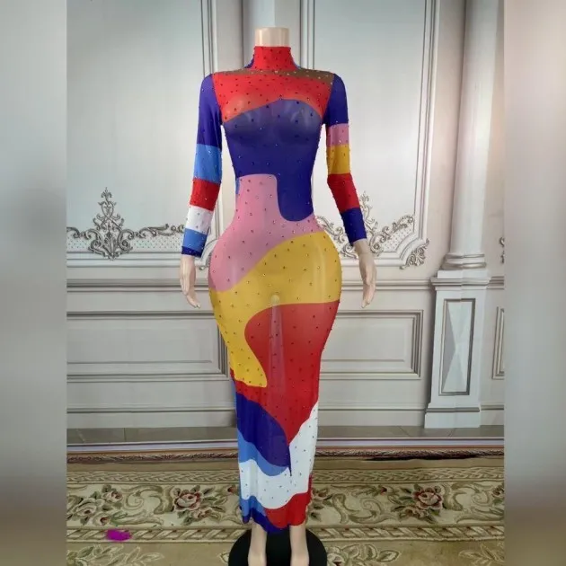 Colorful Full Diamond Elastic Dress