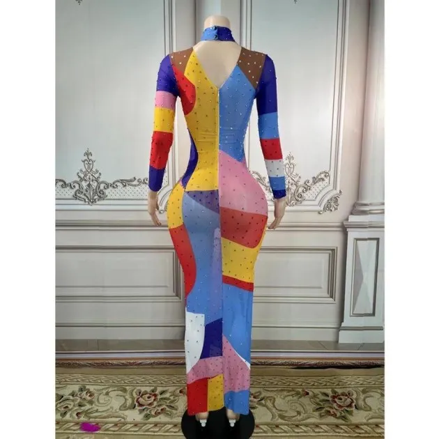 Colorful Full Diamond Elastic Dress