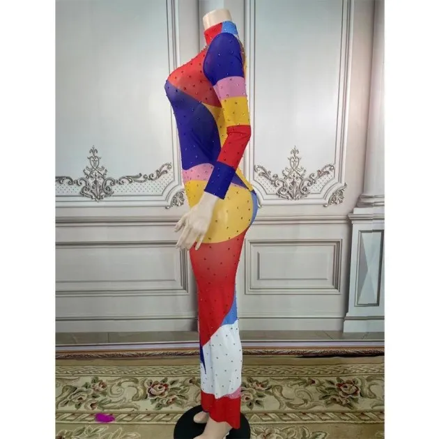 Colorful Full Diamond Elastic Dress