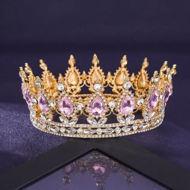 Tiara de círculo completo con corona de diamantes de imitación
