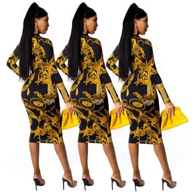 Fall Womens Commuter Casual Printed Dress
