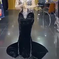 Vestido de noche de traje personalizado delgado con borlas de diamantes de imitación de diamantes calientes de franela