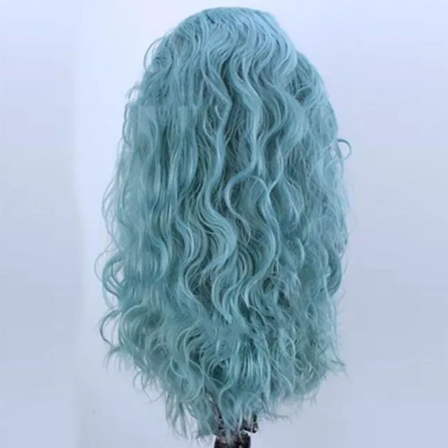 Front Lace Wig Bluish Cyan