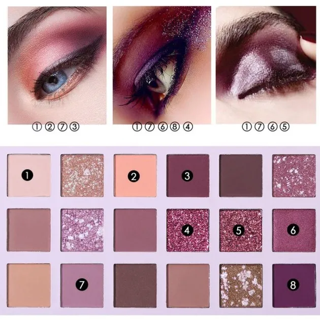 Paleta de sombras de ojos Desert Rose Paleta de sombras de ojos de 18 colores