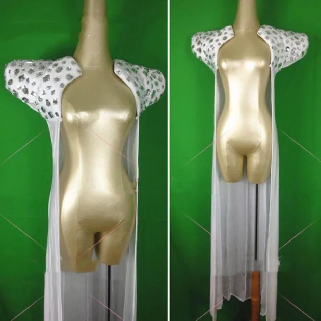 Bar Party Stage Show Shiny Hand Sewn Diamond Cloak Shoulder Cape