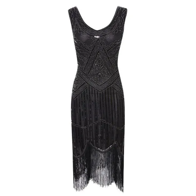 Vintage Sequined Fringe Beaded Dress