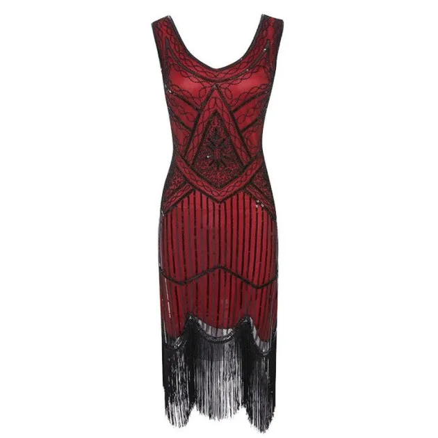 Vintage Sequined Fringe Beaded Dress