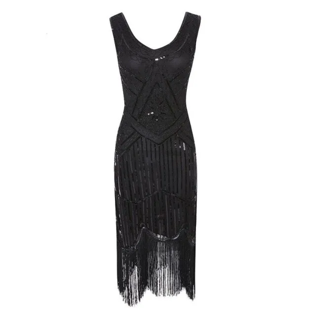 Vintage Sequined Fringe Beaded Dress