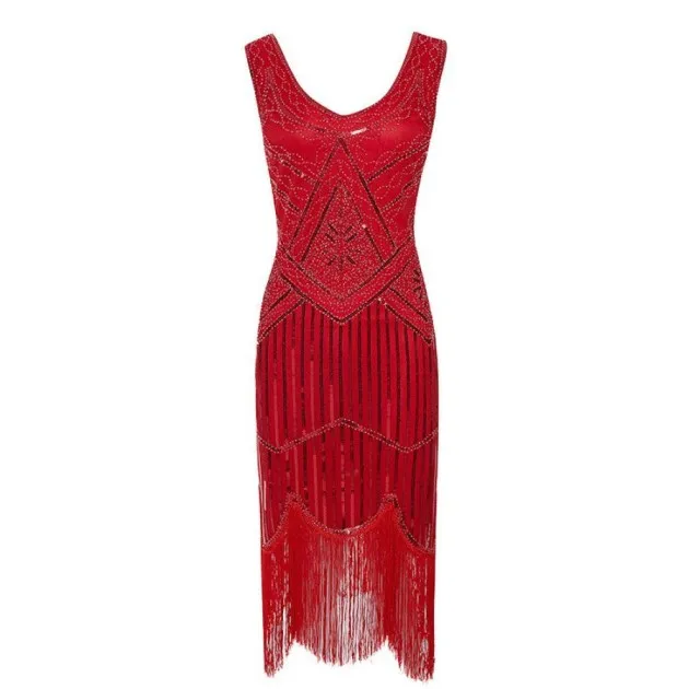 Vintage Sequined Fringe Beaded Dress