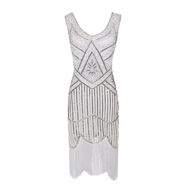 Vintage Sequined Fringe Beaded Dress