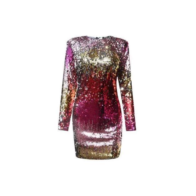 Temperament Colorful Sequin Pack Hip Dress