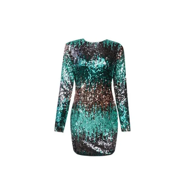 Temperament Colorful Sequin Pack Hip Dress