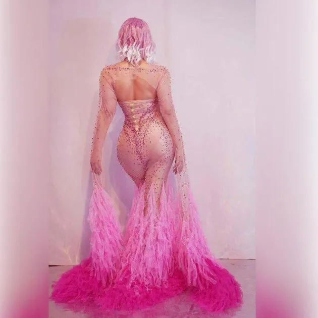 Sheer Fringe Mesh Performance Costume