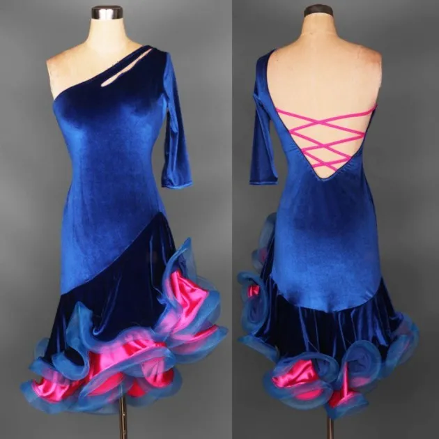 Disfraces Traje de competición Terciopelo Vestido de baile latino