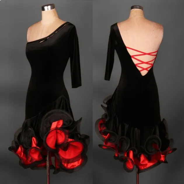 Costumes Competition Suit Velvet Latin Dance Dress