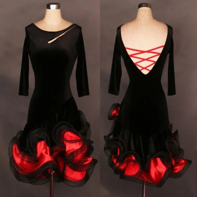 Costumes Competition Suit Velvet Latin Dance Dress