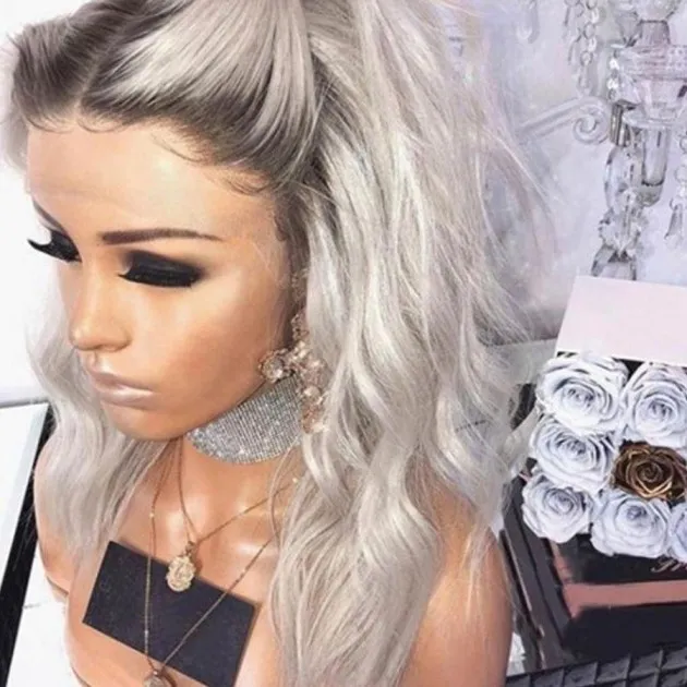 Black And Gray Mixed Color Mid-Point Wigs