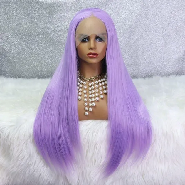 Bright Purple Fiber Front Lace Wig