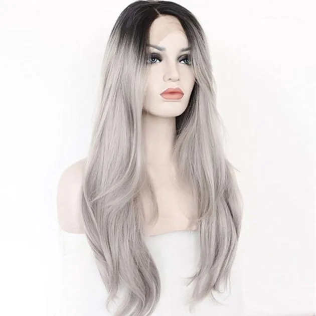 Grey hand hook lace wig