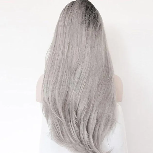 Grey hand hook lace wig